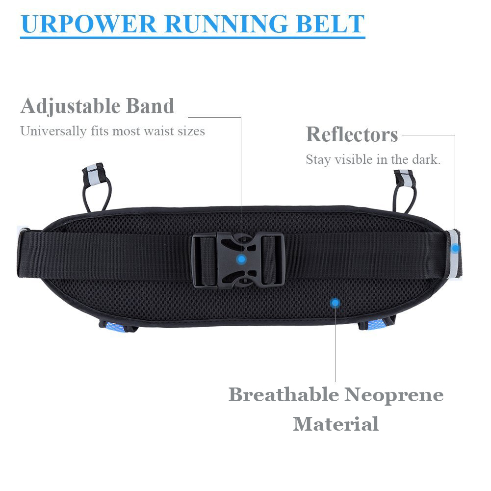 URPOWER Running Belt Multifunctional Zipper Pockets Water Resistant Waist Bag, With 2 Water Bottles Waist Pack for Running Hiking Cycling Climbing. And for iPhone, iPod, Samsung and Other Smartphones