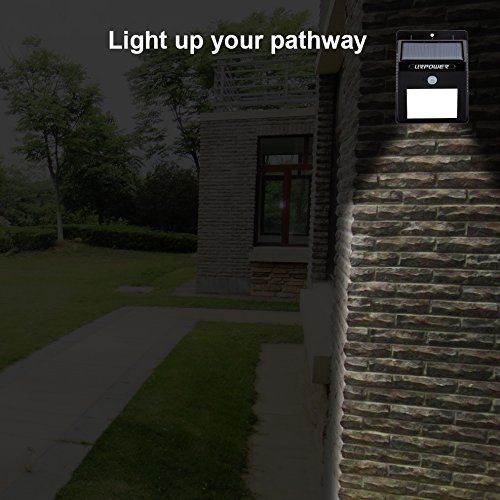 URPOWER Solar Lights 8 LED Wireless Waterproof Motion Sensor Outdoor Light for Patio, Deck, Yard, Garden with Motion Activated Auto On/Off (4-Pack)