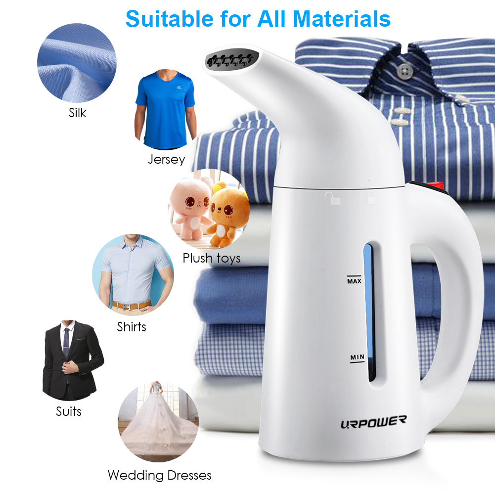 URPOWER Steamer for Clothes, Updated 180ml Fast-Heat Portable Travel Garment Steamer Travel Steamer Handheld Fabric Steamer Perfect for Home and Travel, Travel Pouch and Heat-resistant Glove Included