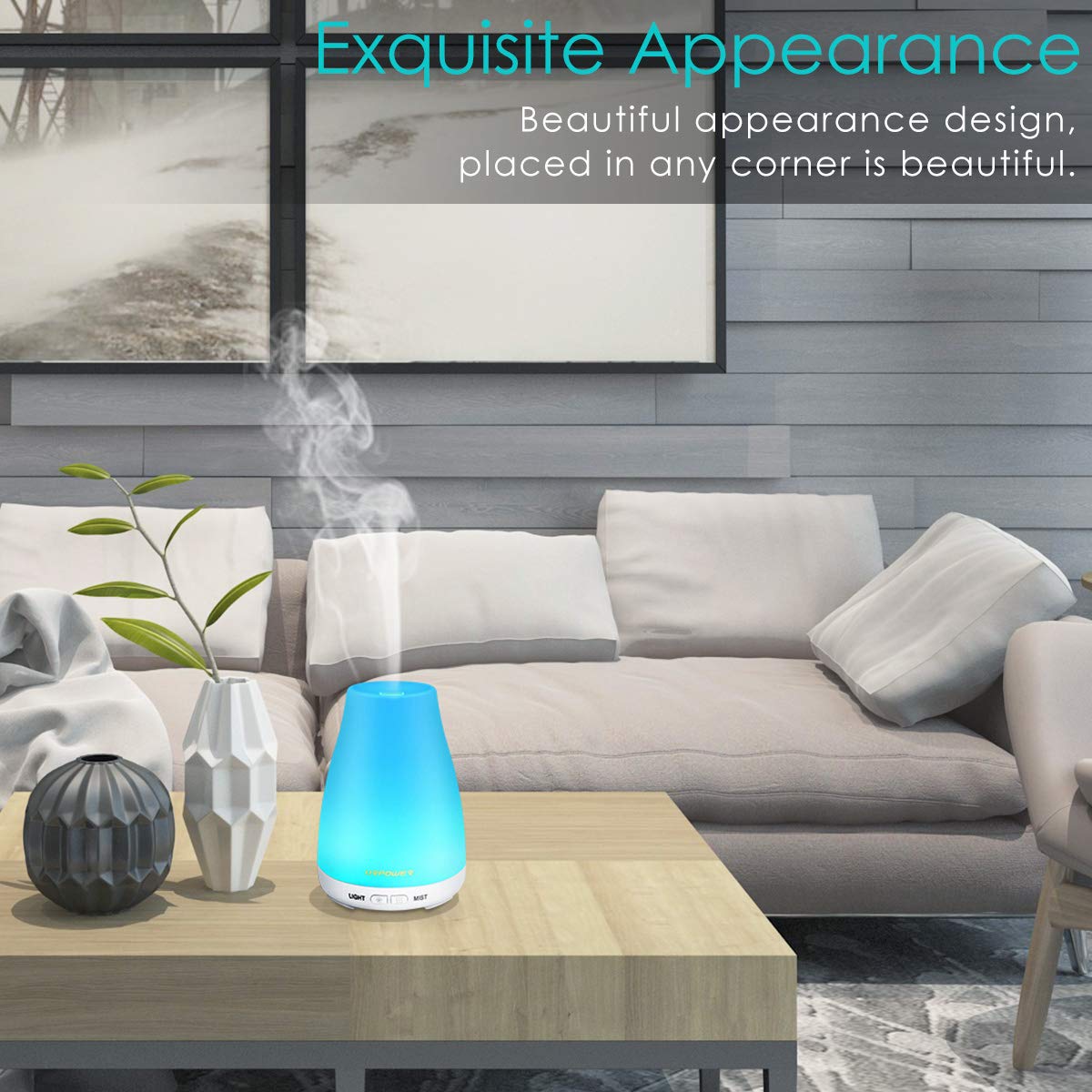 URPOWER Essential Oil Diffuser, 2 Pack Aromatherapy Diffuser for Essential Oils Portable Cool Mist Humidifier with Adjustable Mist Mode 7 Colors Lights and Waterless Auto Shut-Off for Home Office