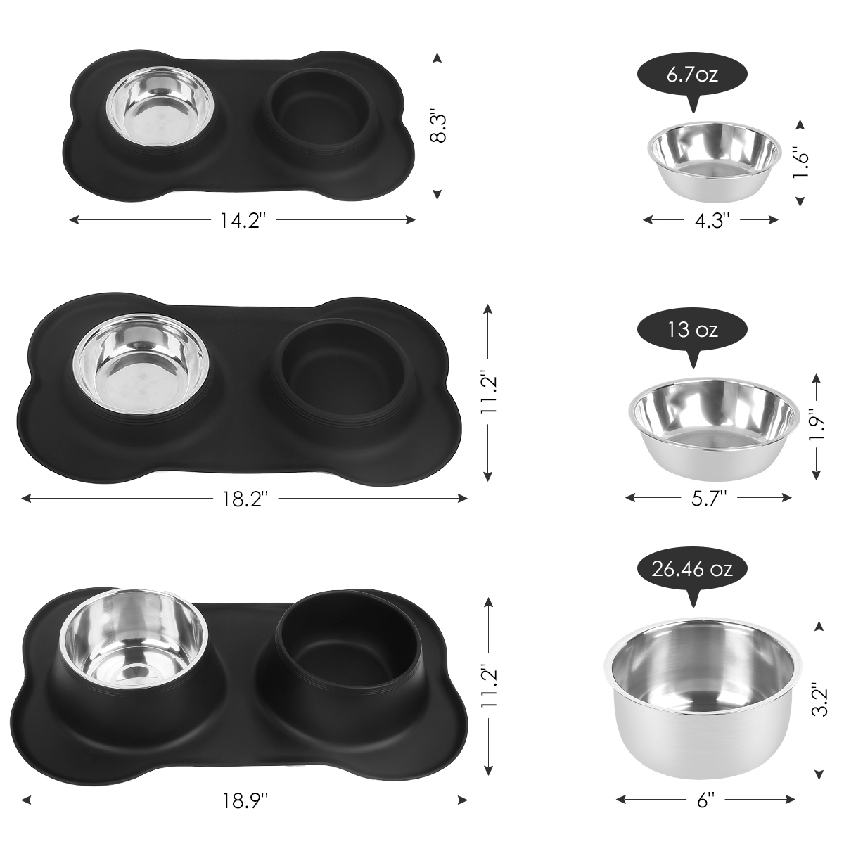 URPOWER 53 oz Stainless Steel Dog Bowls