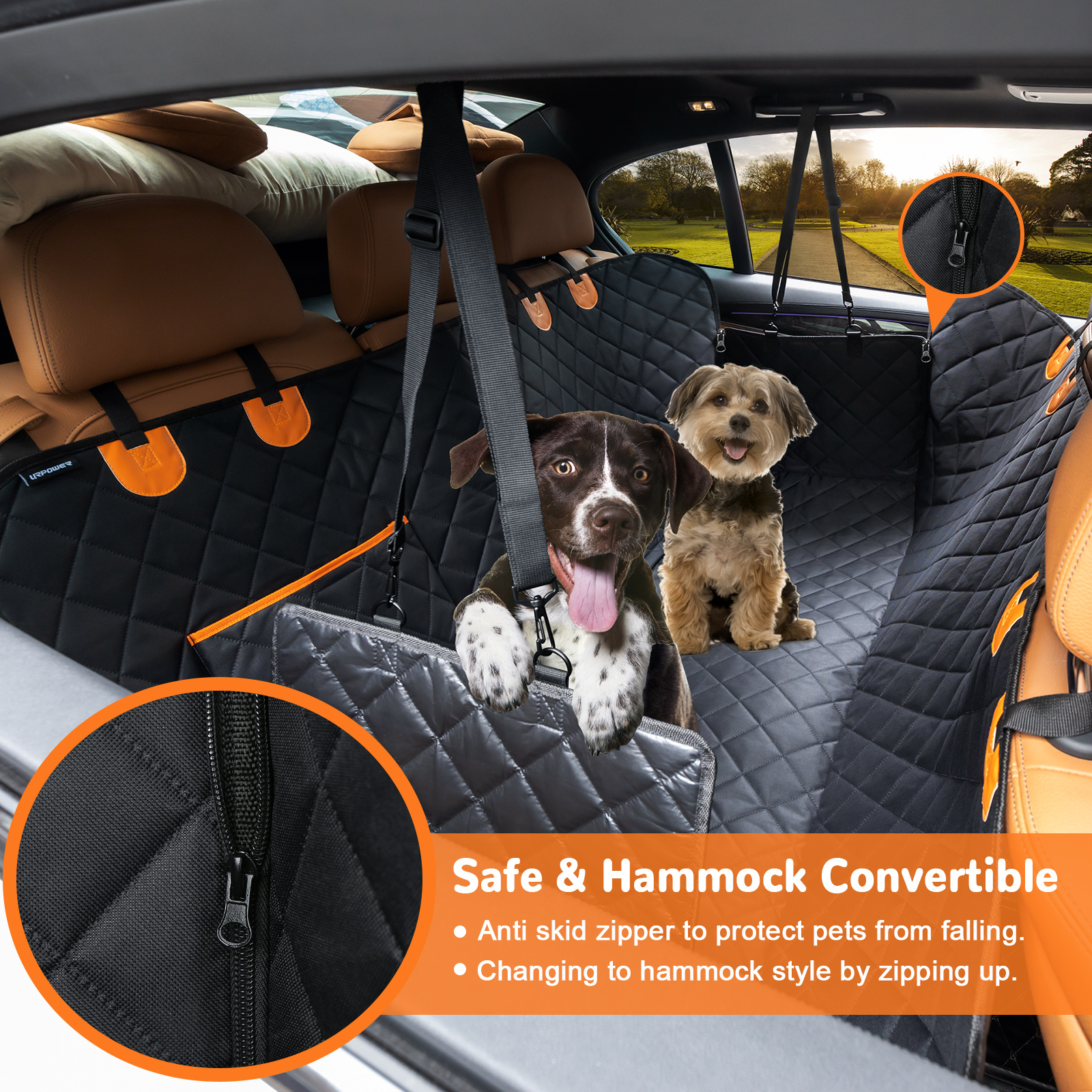 URPOWER Dog Seat Cover Car Seat Cover for Pets 100% Waterproof Pet Seat Cover Hammock 600D Heavy Duty Scratch Proof Nonslip Durable Soft Pet Back Seat Covers for Cars Trucks and SUVs