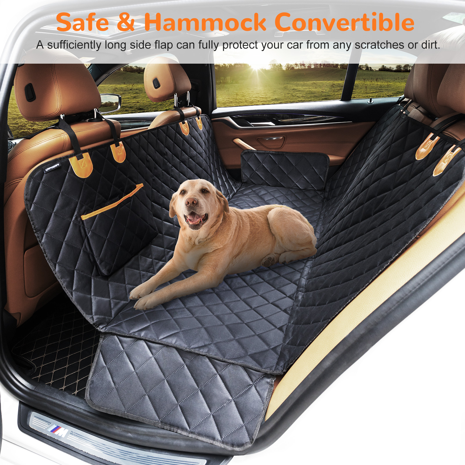 URPOWER 100% Waterproof Pet Seat Cover Car Seat Cover for Pets - Scratch Proof & Nonslip Backing & Hammock, Quilted, Padded, Durable Pet Seat Covers for Cars Trucks and SUVs