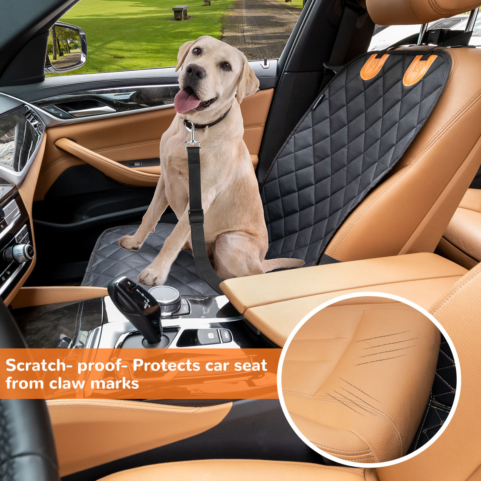 URPOWER Pet Front Seat Cover for Cars 100%waterproof Nonslip Rubber Backing with Anchors, Quilted, Padded, Durable Pet Seat Covers for Cars, Trucks & SUVs 