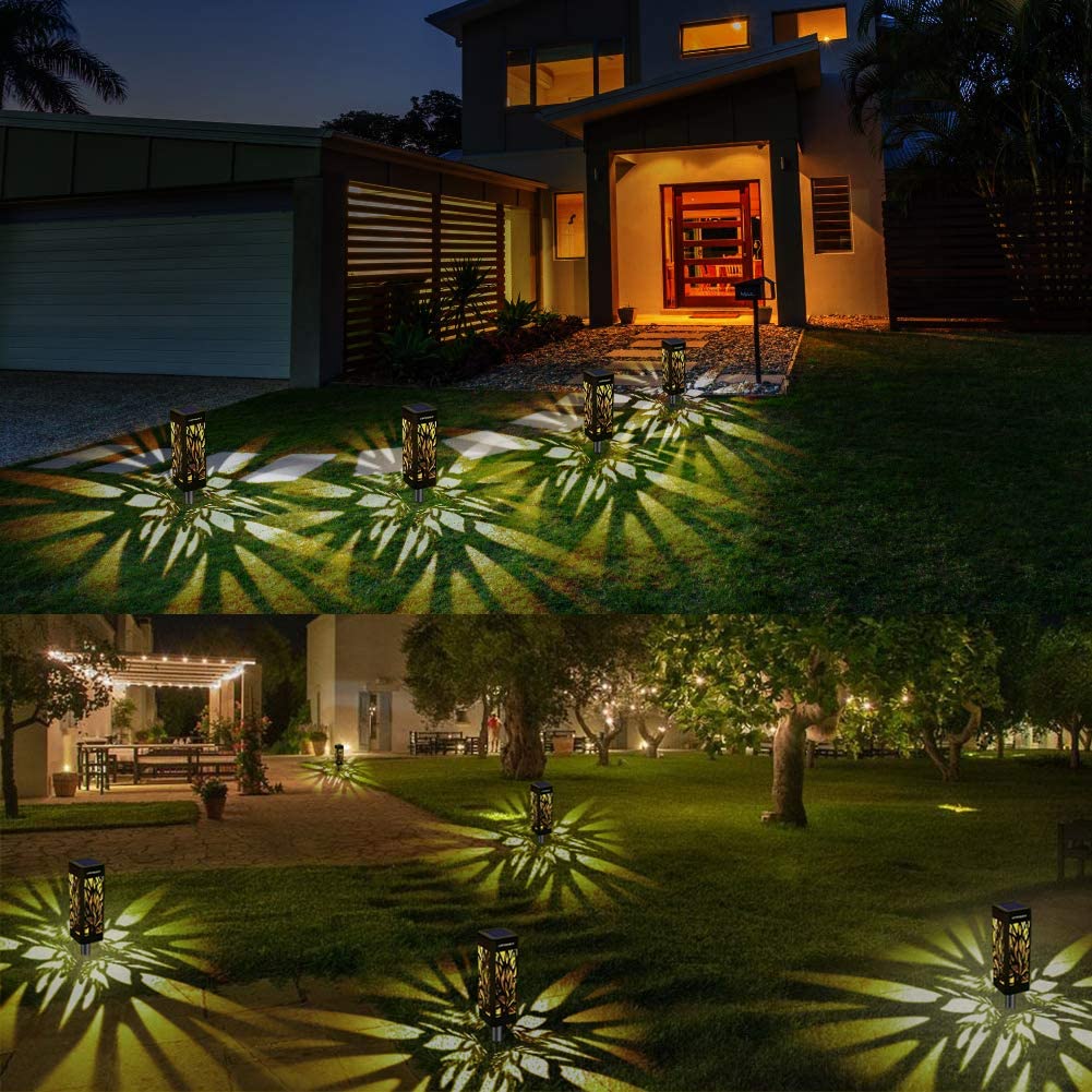 URPOWER Solar Lights, Upgraded Solar Lights Outdoor with Bigger Solar Panel & Longer Working Time Solar Pathway Lights IP65 Waterproof Solar Garden Lights Auto ON/Off for Patio Decor (Warm White)