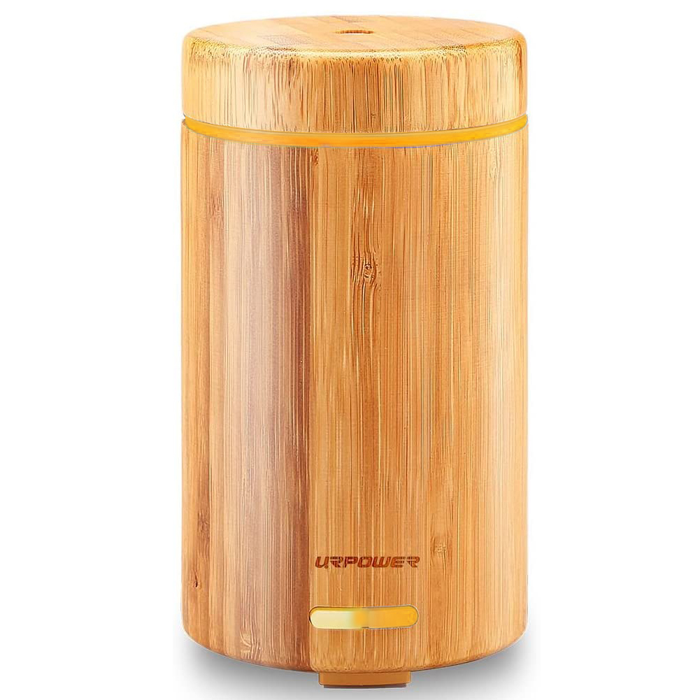 URPOWER Real Bamboo Ultrasonic Aromotherapy Cool Aroma Diffuser with Adjustable Mist Modes Waterless Auto Shut-Off for Home Office Bedroom Living Room Study Yoga Spa