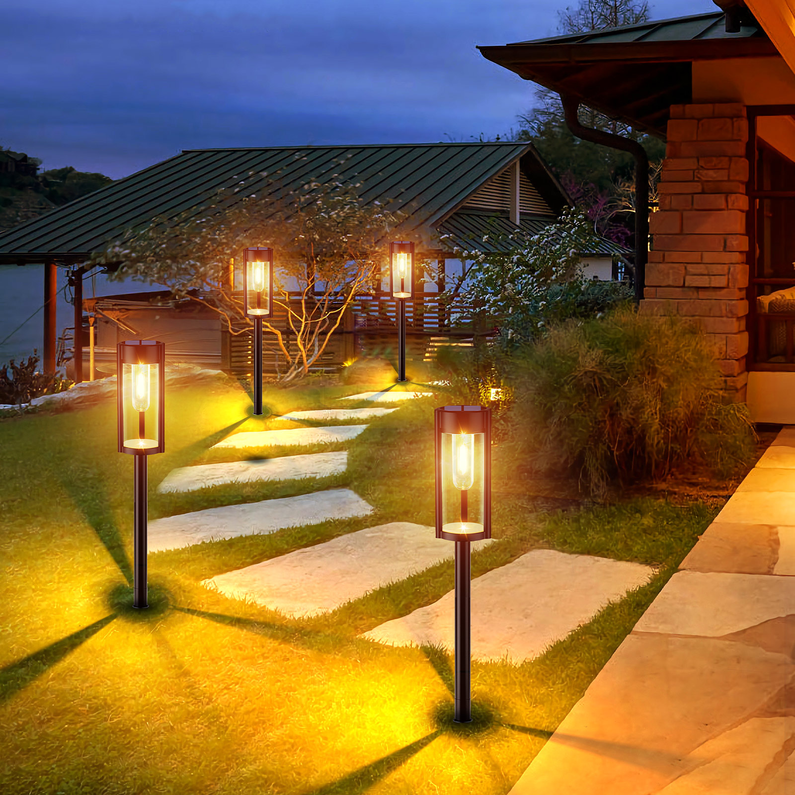 URPOWER Solar Pathway Lights, 6 Pack IP65 Waterproof Outdoor Decorative Garden Lights, Auto On/Off Solar Powered Landscape Path Lighting for Driveway Walkway Yard Lawn Patio Decor