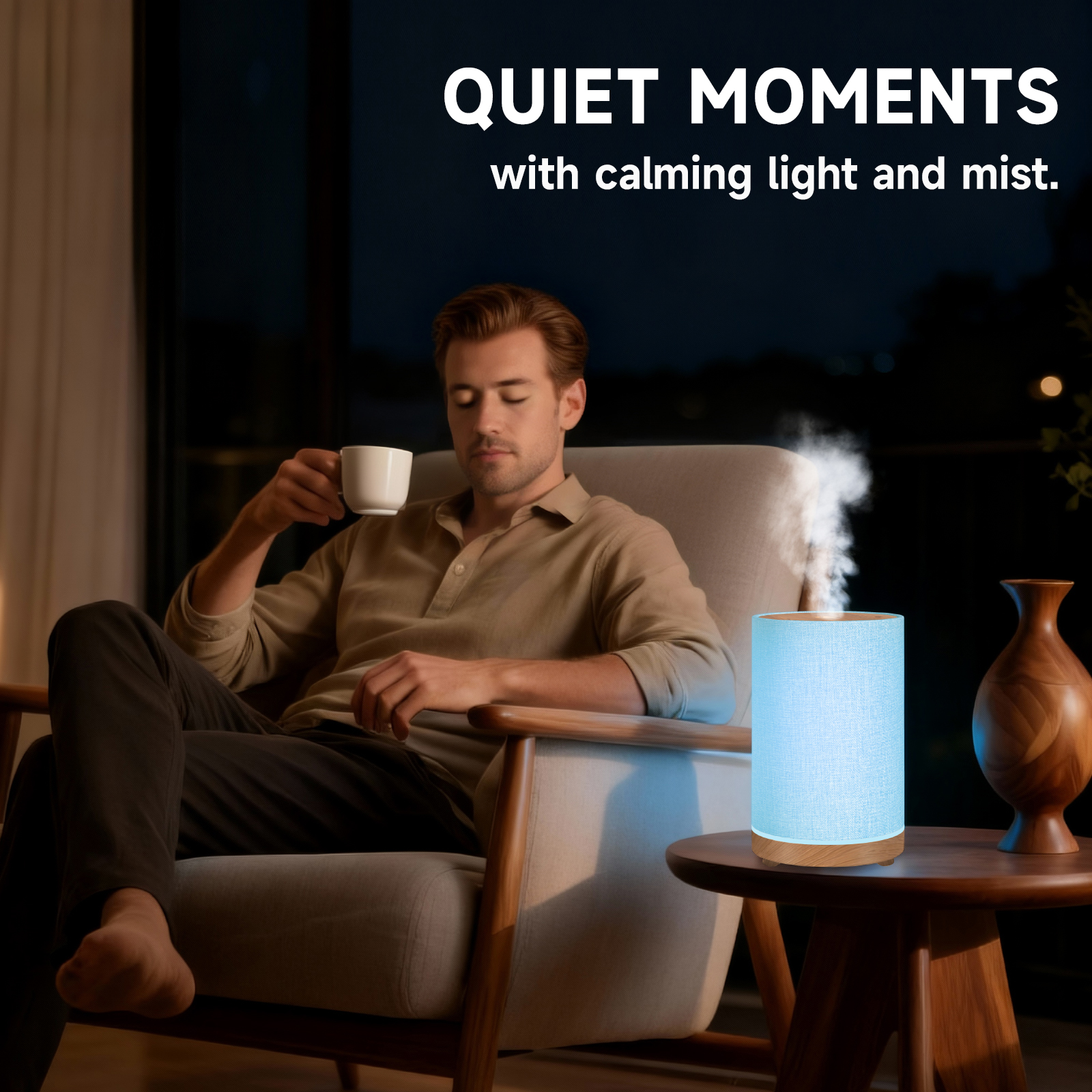 URPOWER 100ML Essential Oil Diffusers for Home with Linen Cover 7 Color Changing Lights, Timer & Auto-Off Scent Diffuser Oil Machine Humidifier Aromatherapy Air Diffusers for Bedroom, Office