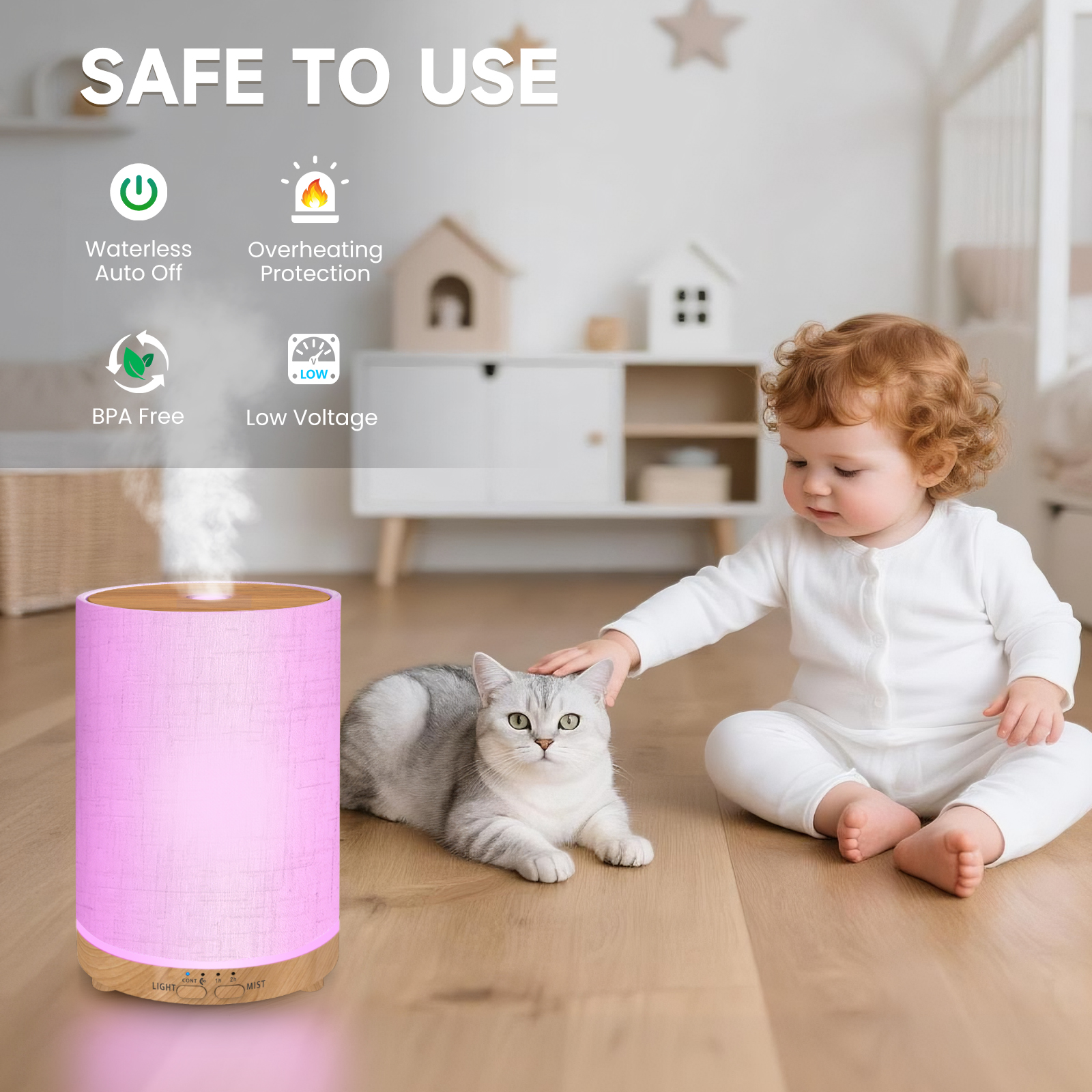 URPOWER 100ML Essential Oil Diffusers for Home with Linen Cover