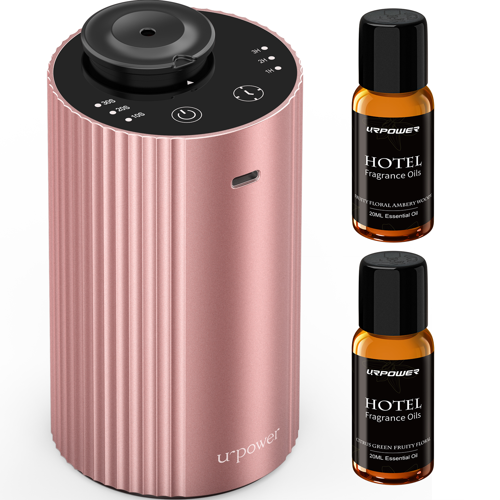 URPOWER Waterless Essential Oil Diffuser Cordless Mini Scent Diffuser 20mL, Pink